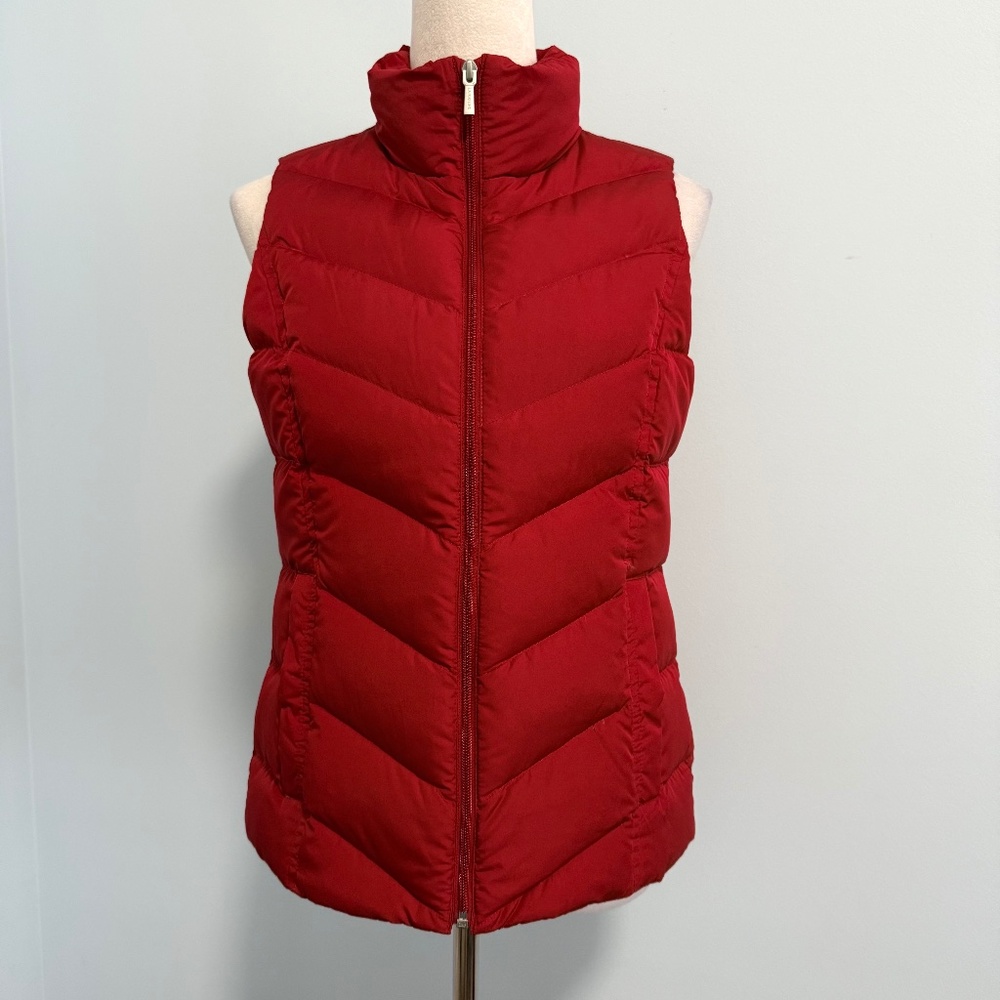 Lands' End Women’s Down Filled Full Zip Up Puffer Winter Red Vest Size XS